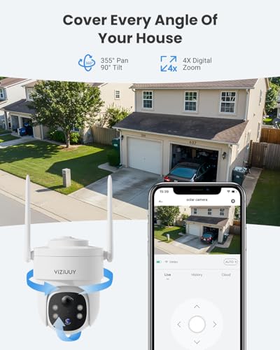 Wireless Outdoor Security Camera, 360° Pan Tilt, Color Night Vision J583888