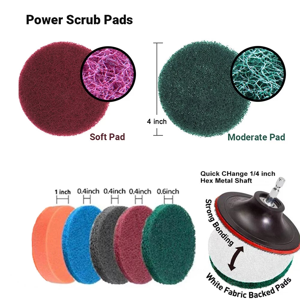 Electric Drill Brush Set 31PCS with Cloth Scrub Pads Sponge Extendable Attachment C9698