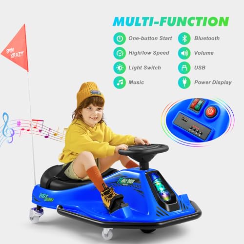 24V Electric Drifting Go Kart for Kids with Rotating Wheels, Pink D311017