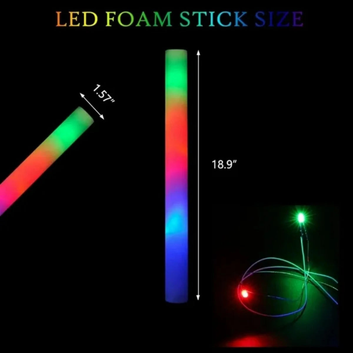 LED Foam Sticks, 18in Glow Wands for Party Supplies Y45779
