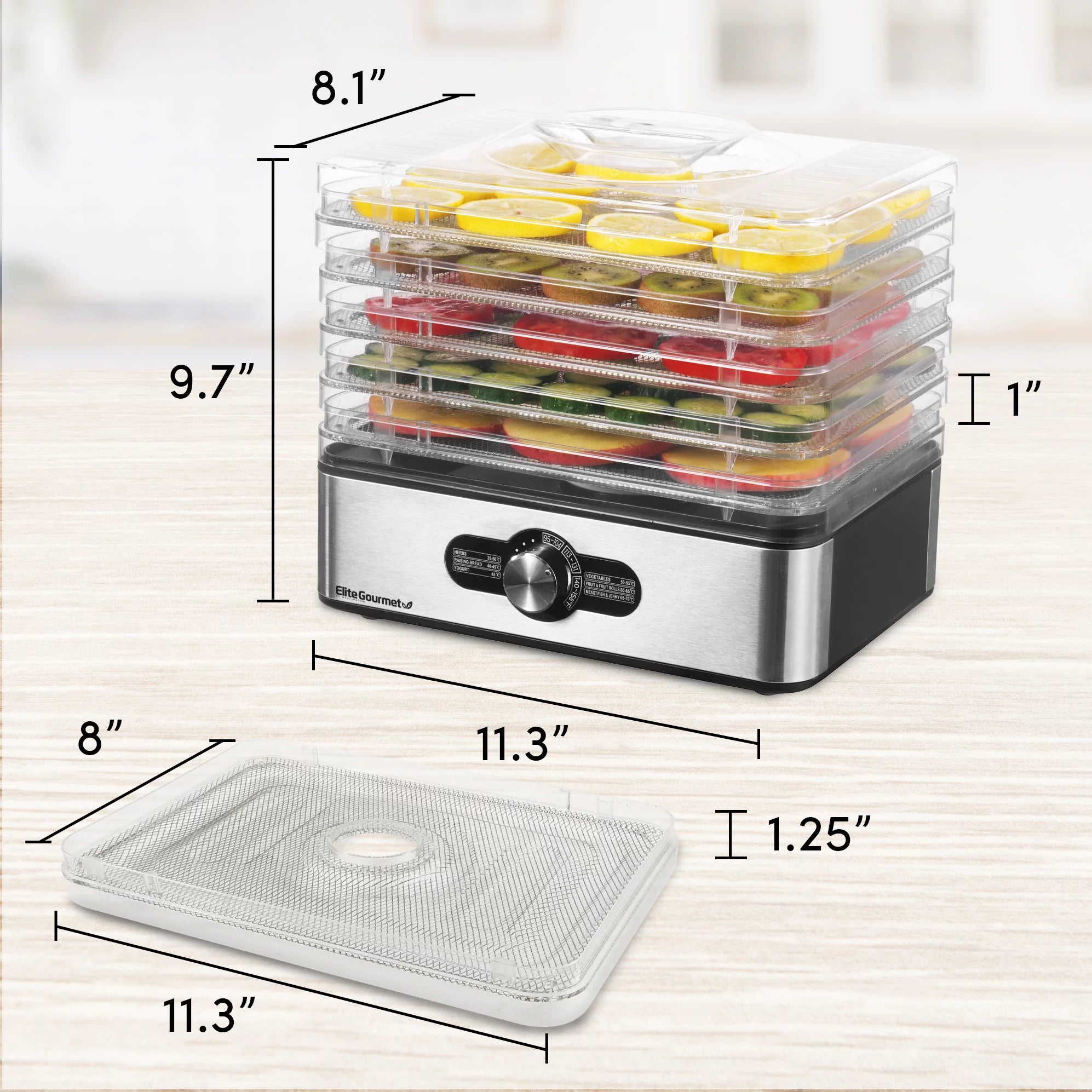 Food Dehydrator with 5 Stainless Steel Trays S893
