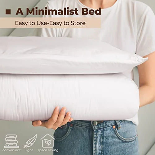 Japanese Floor Mattress with Cotton Zip Cover, 75x39 in D7298