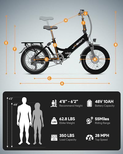 Folding Electric Bike for Adults, 1200W Peak Motor, 28MPH Max Speed, 48V 10AH Removable Battery, 20" Fat Tire M14323