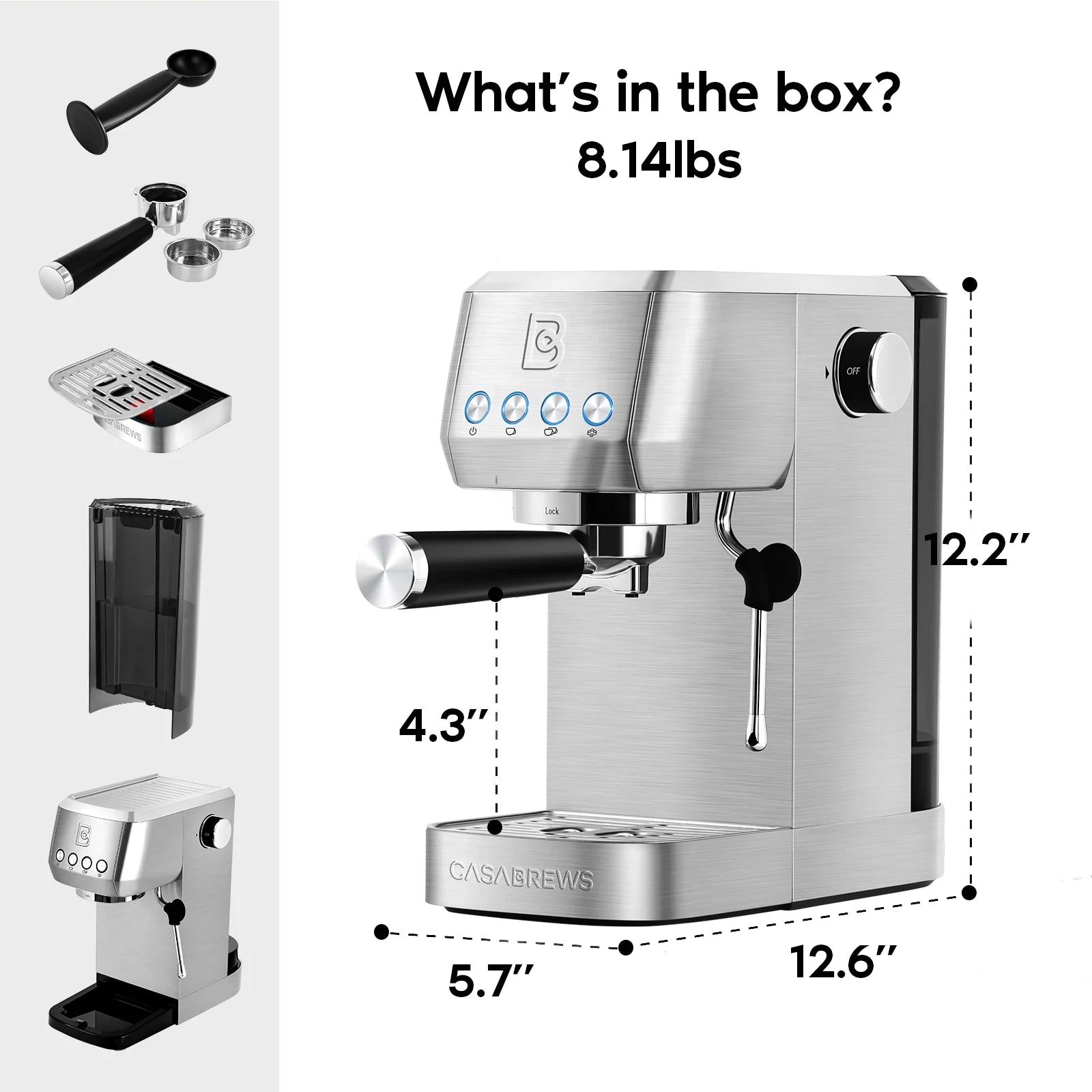Espresso Machine with Milk Frother, 49 oz Water Tank R869