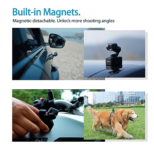 Camera with 3-Axis Gimbal, Magnetic Mount, Detachable Design for Travel Vlog F492