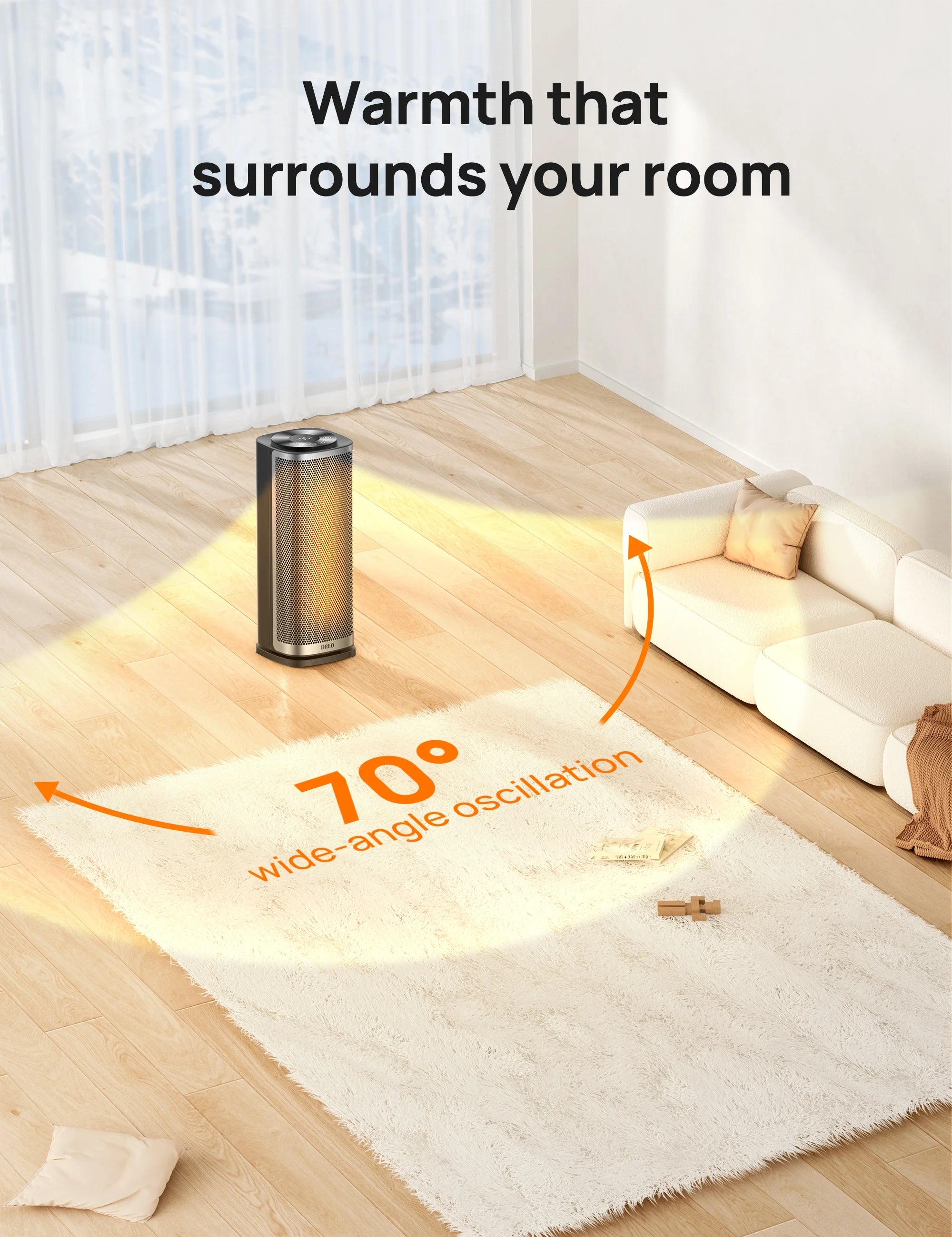 1500W Ceramic Space Heater for Indoor Use, Oscillating, with Thermostat and Remote Y6540