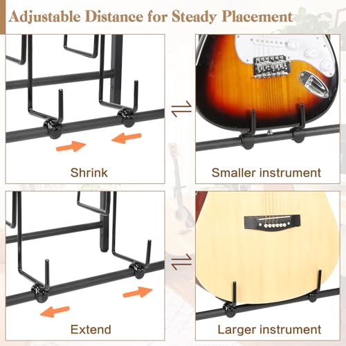 Guitar Rack, 3-Piece Floor Stand with Amp Support, Adjustable Holder for Multiple Instruments H140