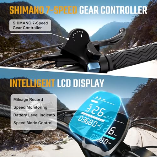 Electric Bike for Adults, 1500W Peak Brushless Motor, 28 MPH, Fat Tire, 48V Removable Battery S504