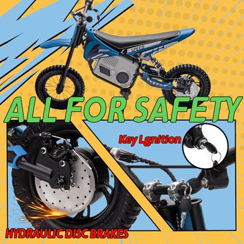 Electric Dirt Bike for Kids 8-14, 36V 350W, Off-Road Motorcycle I642