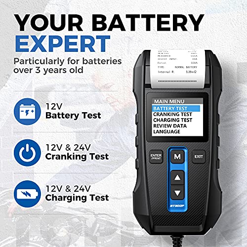 Car Battery Tester 12V 24V 100-2000CCA with Built-in Printer D5433