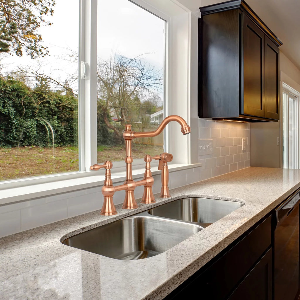 Copper Bridge Kitchen Faucet with Side Sprayer M57899