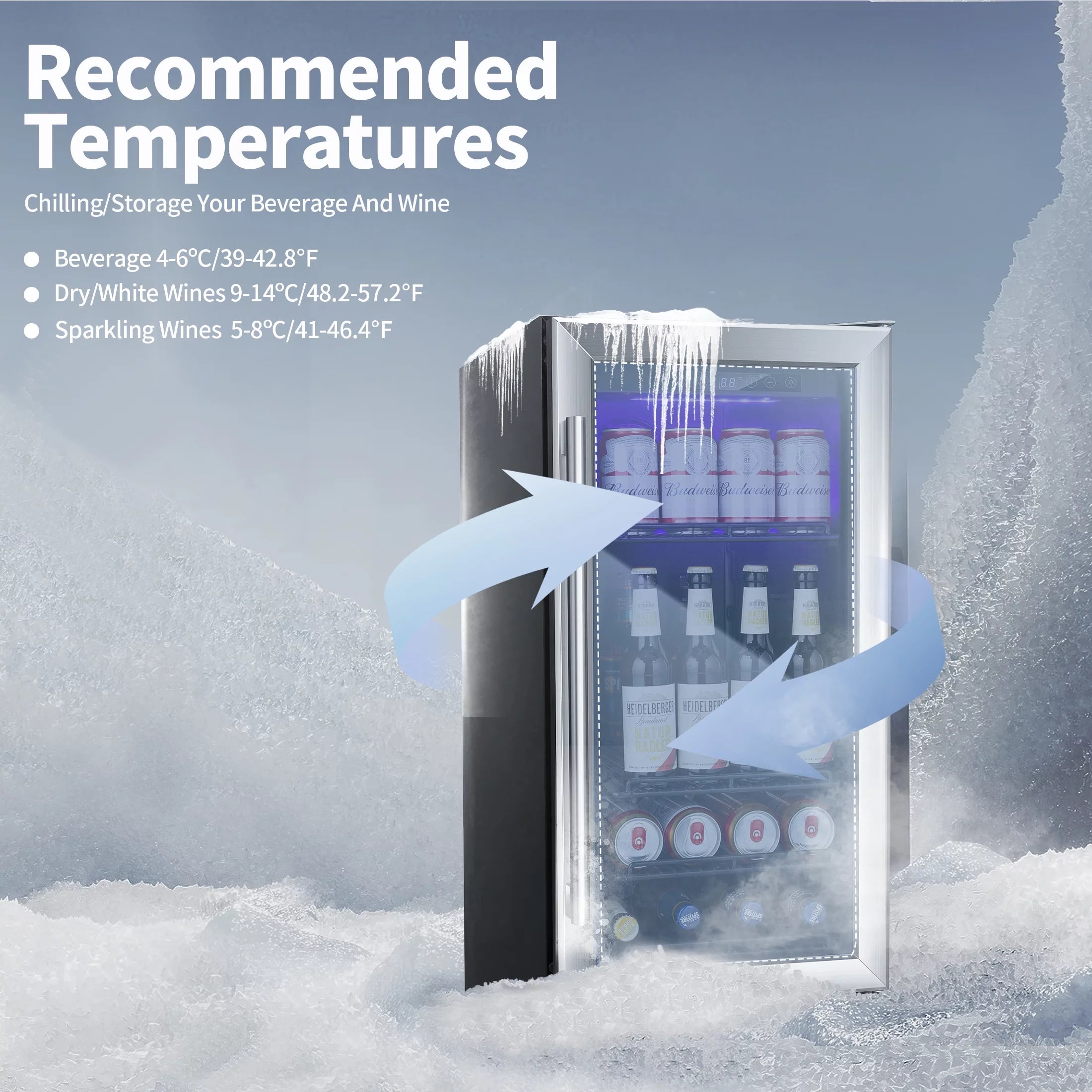 15 inch Beverage Refrigerator with Clear Glass Door and Digital Temperature Control R6948