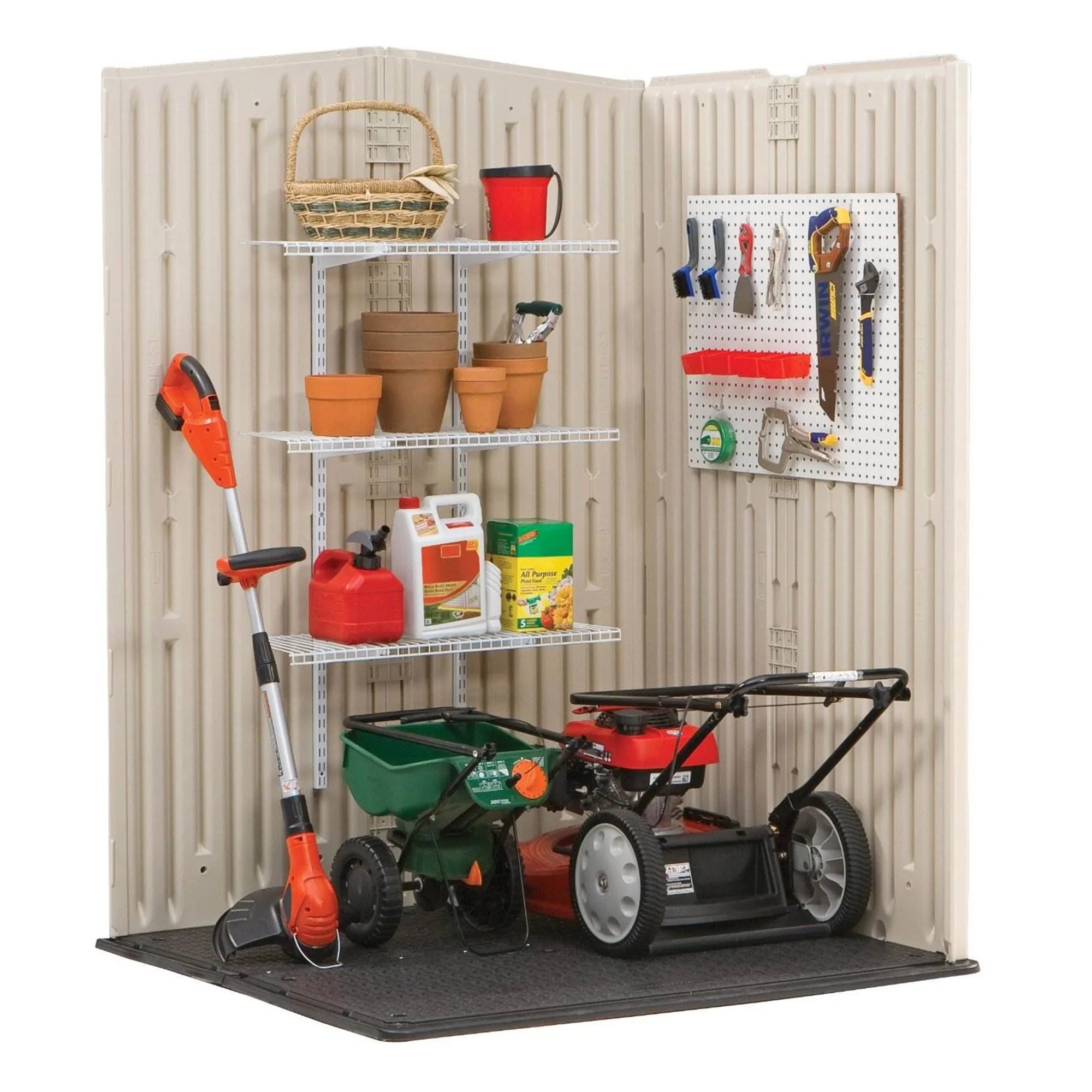 Outdoor Medium Vertical Storage Shed, Resin, Beige L24019