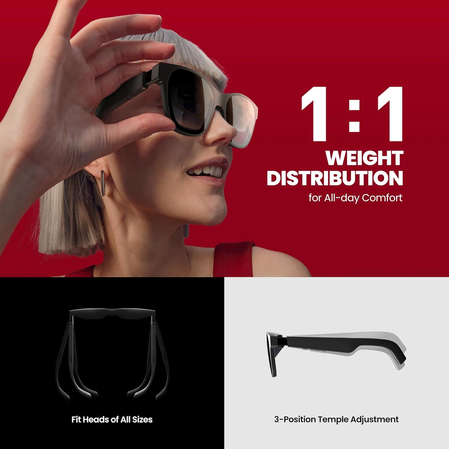 AR Glasses and Adapter Bundle with Electrochromic Dimming, 120Hz 130" Display B4545