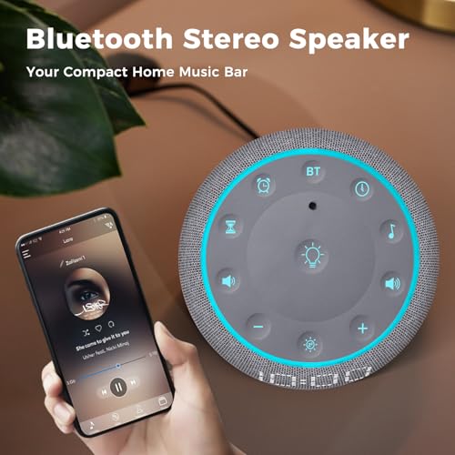 White Noise Machine Alarm Clock with Bluetooth Speaker and Night Light G112