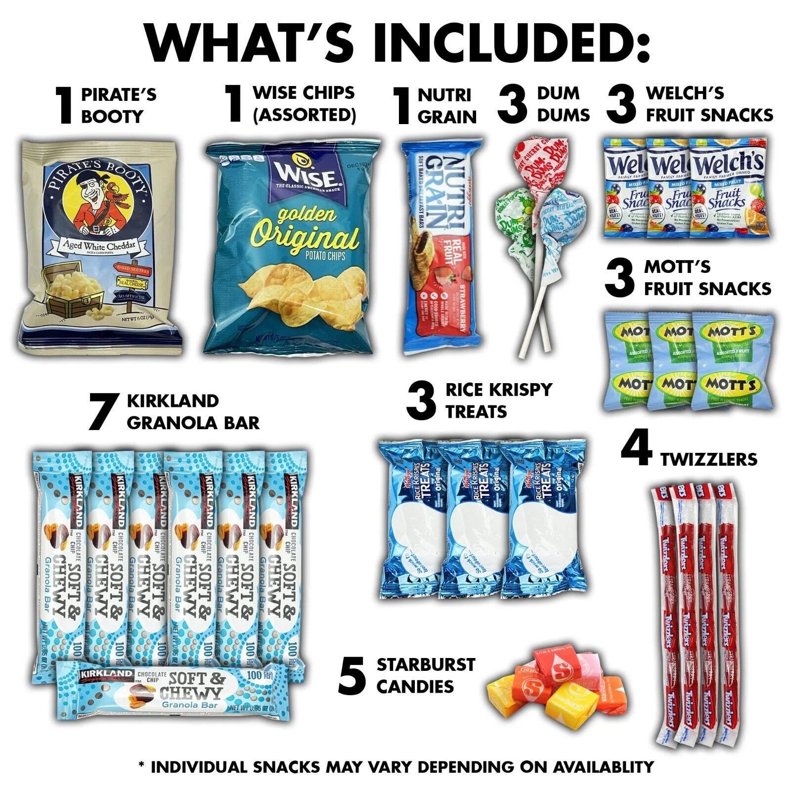 American Snack Variety Gift Box - 50 Pieces Chips, Cookies, Candy & Bars W370