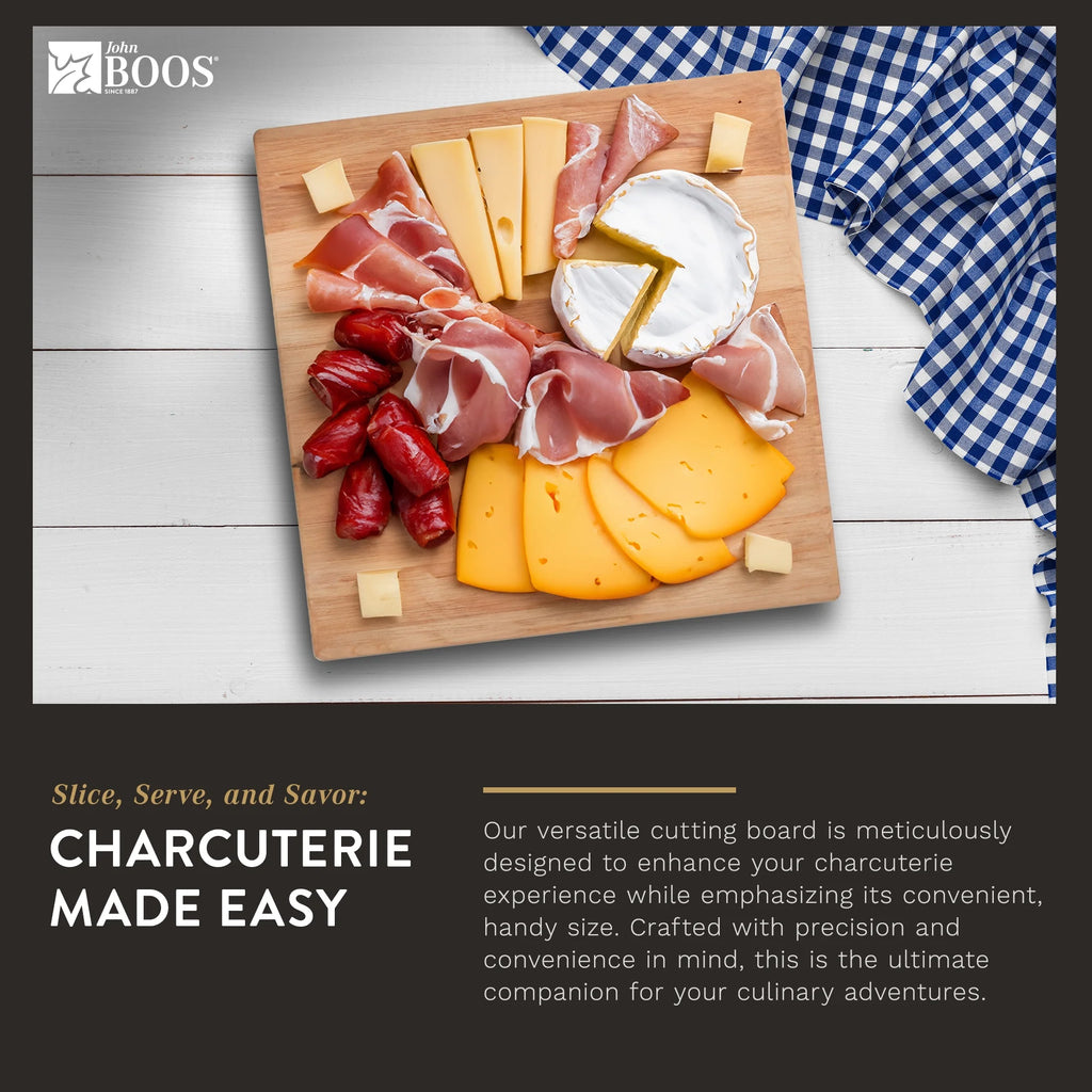 Maple Wood Cutting Board for Kitchen, 12" x 12" x 1.5" Z269565