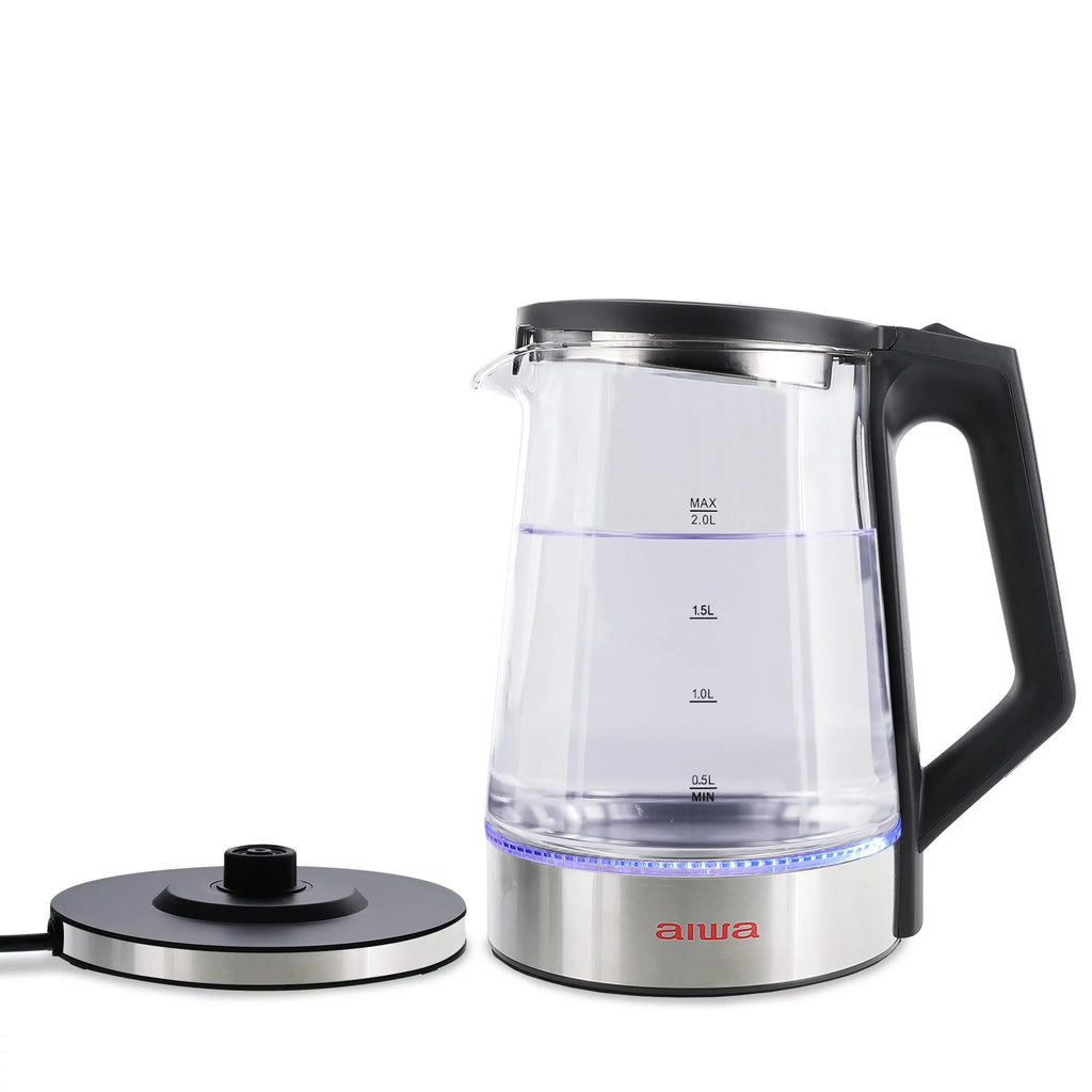 Aiwa Electric Black Tea Kettle 8.4 Cups with Blue Indicator Lights