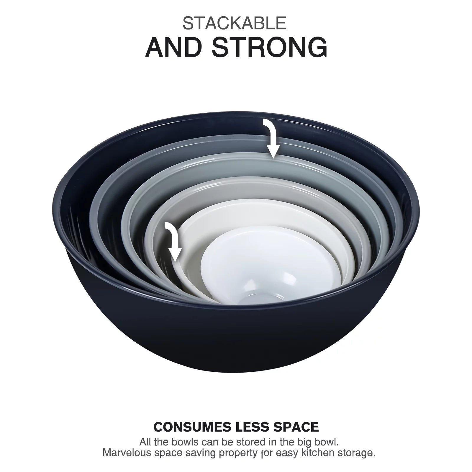 Mixing Bowls with Lids - 12 Piece Plastic Nesting Bowls Set U846