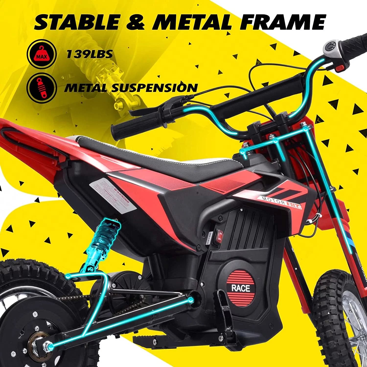 Kids Electric Dirt Bike 250W Off-Road for Ages 13+ D662177