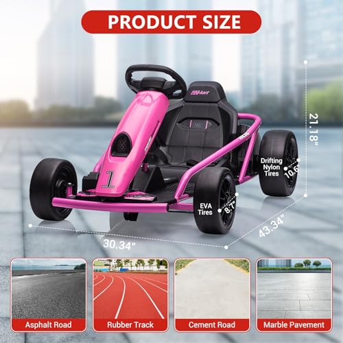 Electric Drift Kart for Kids, 24V Ride On Toy with 2×300W Motors Z27187