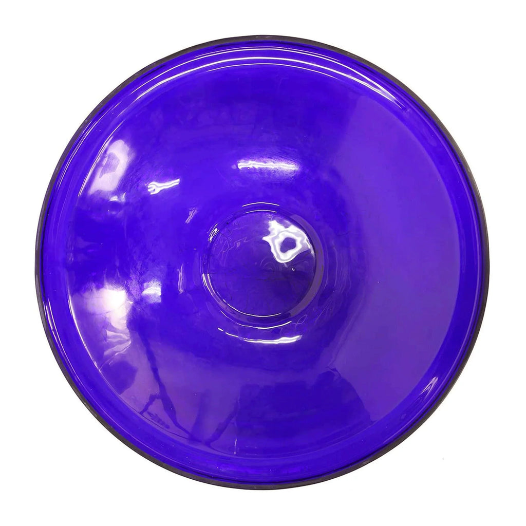 Crackle Glass Bowl and Birdbath Decoration, Cobalt Blue E292