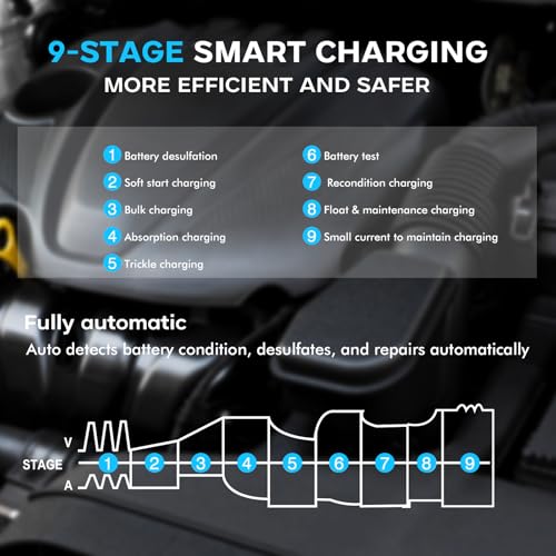 12V 24V 16-Amp Smart Battery Charger for Car Truck Boat Marine D264