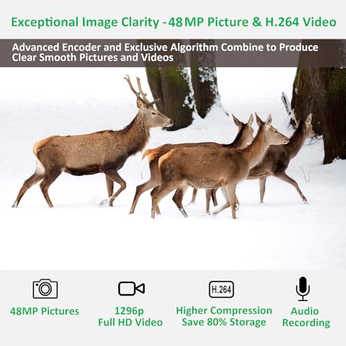 Trail Camera, 64MP 1296p, No Glow Night Vision, 100ft Range, Motion Activated Waterproof Y85186