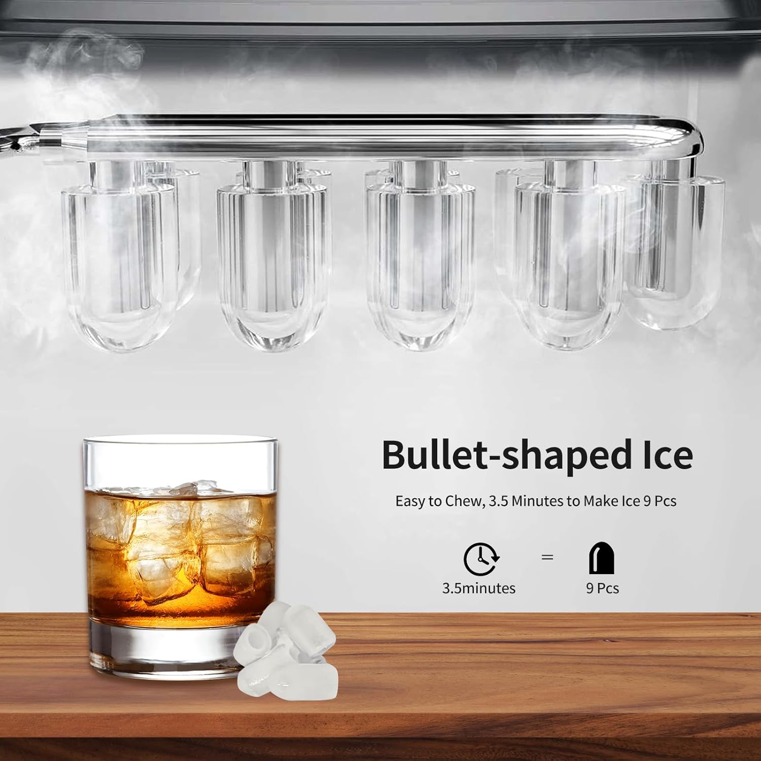 Countertop Ice Maker with Auto-Cleaning, Portable with Basket and Scoop P13620