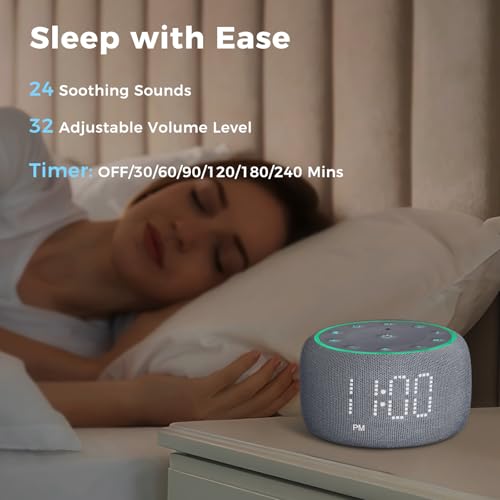 White Noise Machine Alarm Clock with Bluetooth Speaker and Night Light G112