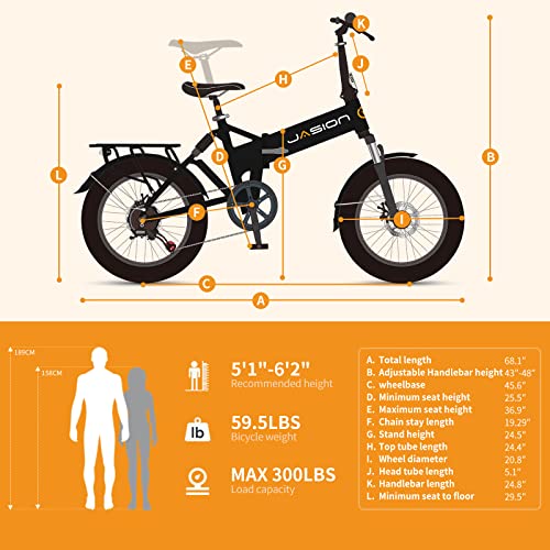 Folding Electric Bike for Adults, 1200W Peak Motor, 28MPH Max Speed, 48V 10AH Removable Battery, 20" Fat Tire M14323