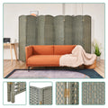 EXCITED WORK 5.7ft Wood Fiber Woven Room Divider 8 Panels, Foldable Mobile Grey Wood Room Divider, Oriental Style Furniture Space Divider