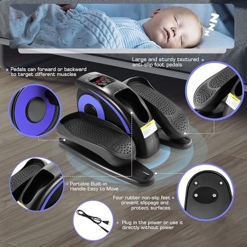 Under Desk Elliptical, Electric Leg Exerciser for Seniors, Portable Seated Foot Pedal with Remote X102