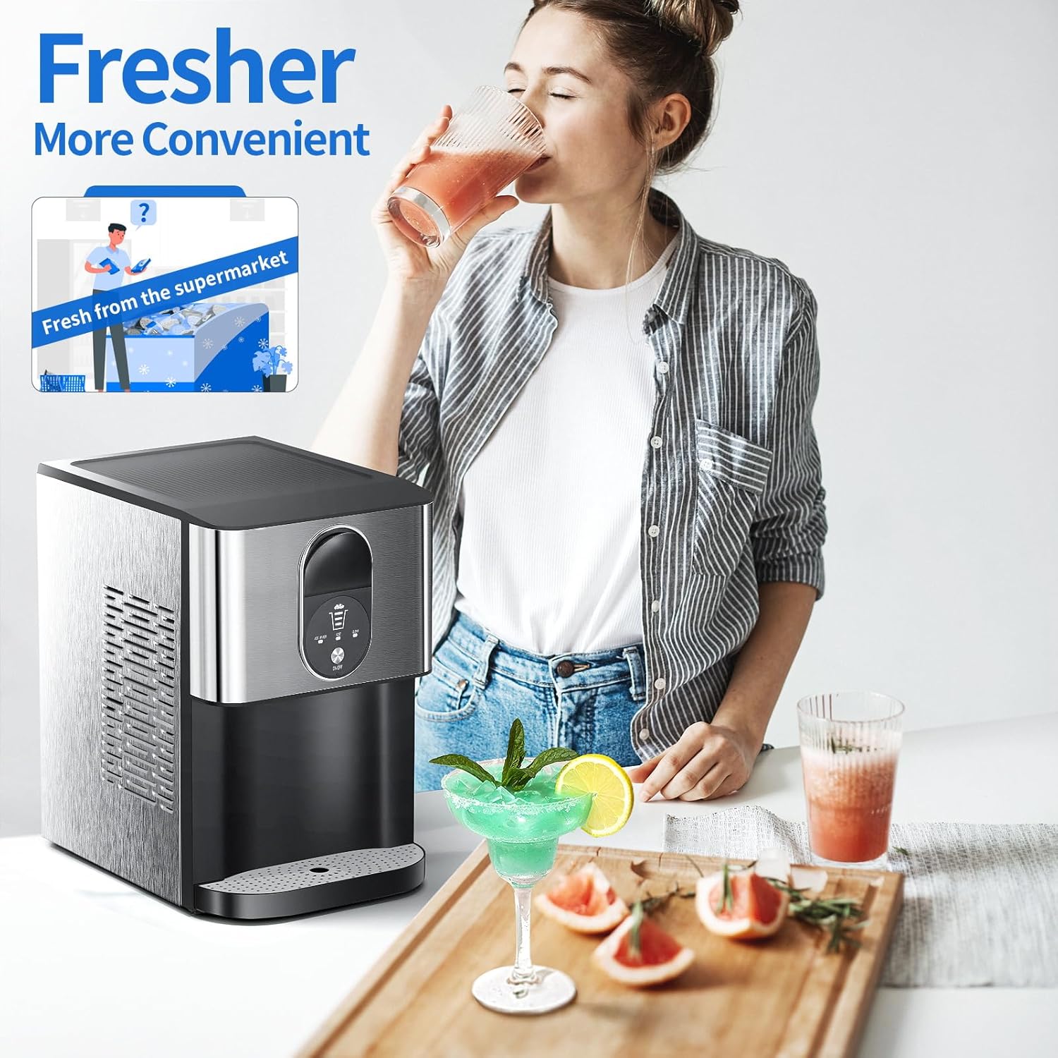 Countertop Nugget Ice Maker with Self-Cleaning R1337