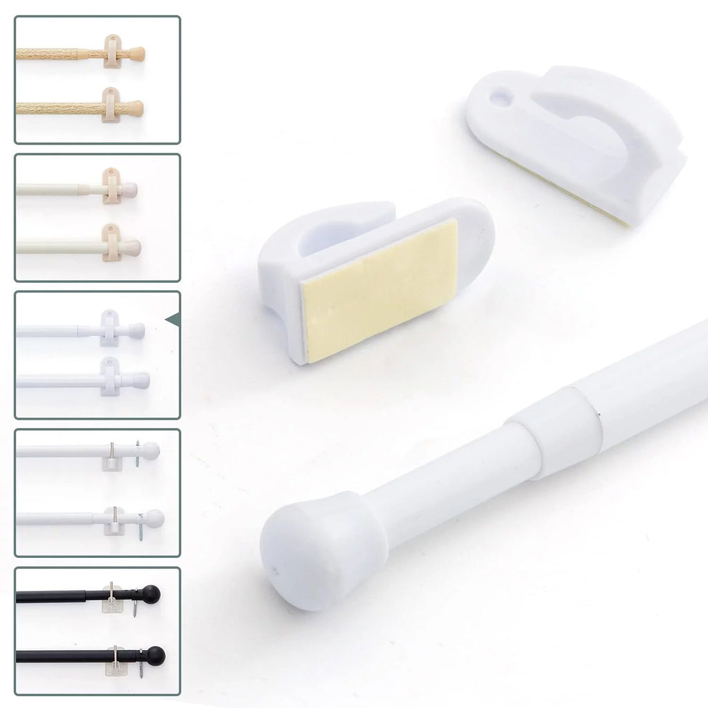 Door Curtain Rods No Drill Telescopic Adjustable White 26-48 Inches G19793