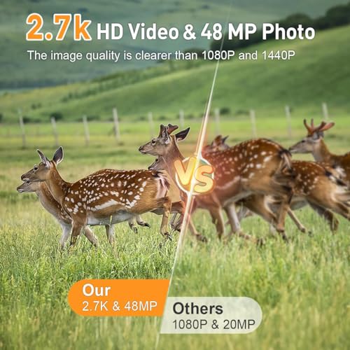 Trail Camera WiFi Bluetooth, 2.7K 48MP Night Vision Motion Activated, IP66 Waterproof N16158