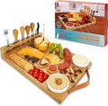 Charcuterie Boards with Handles - Bamboo Cheese Board with Knife Set, Wine Opener, Ceramic Bowls & Forks - Magnetic Utensils Holder - Gifts for Housewarming, Weddings & Anniversaries
