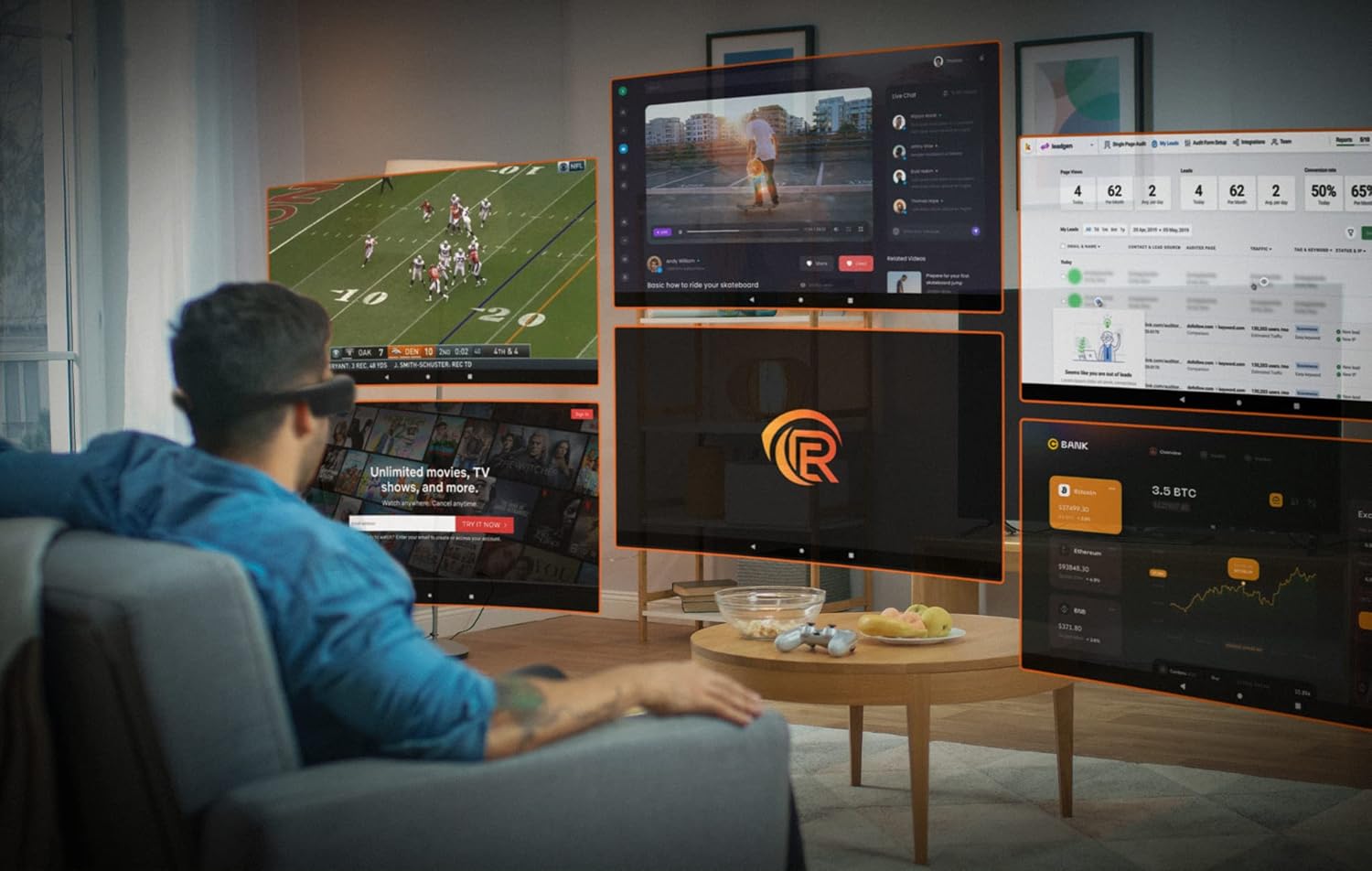 Smart Glasses with 90" Virtual Theater for Gaming and Streaming V888