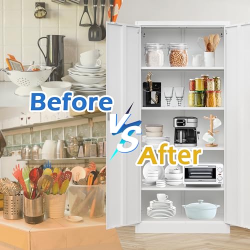 Metal Storage Cabinet with Adjustable Shelves, White M995185