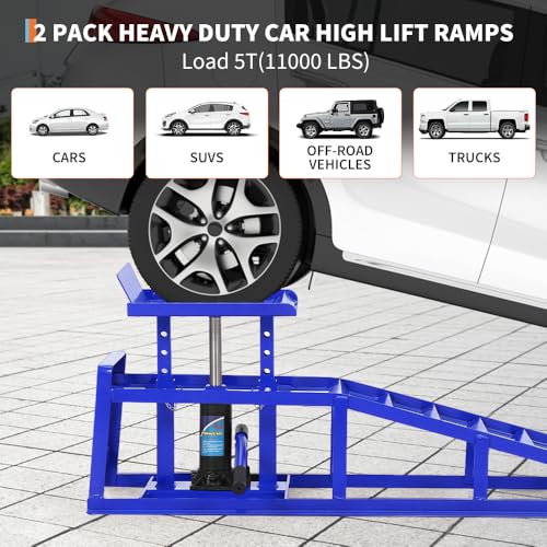 Hydraulic Car and Truck Service Ramps, 5 Ton Capacity, Adjustable Height M5181