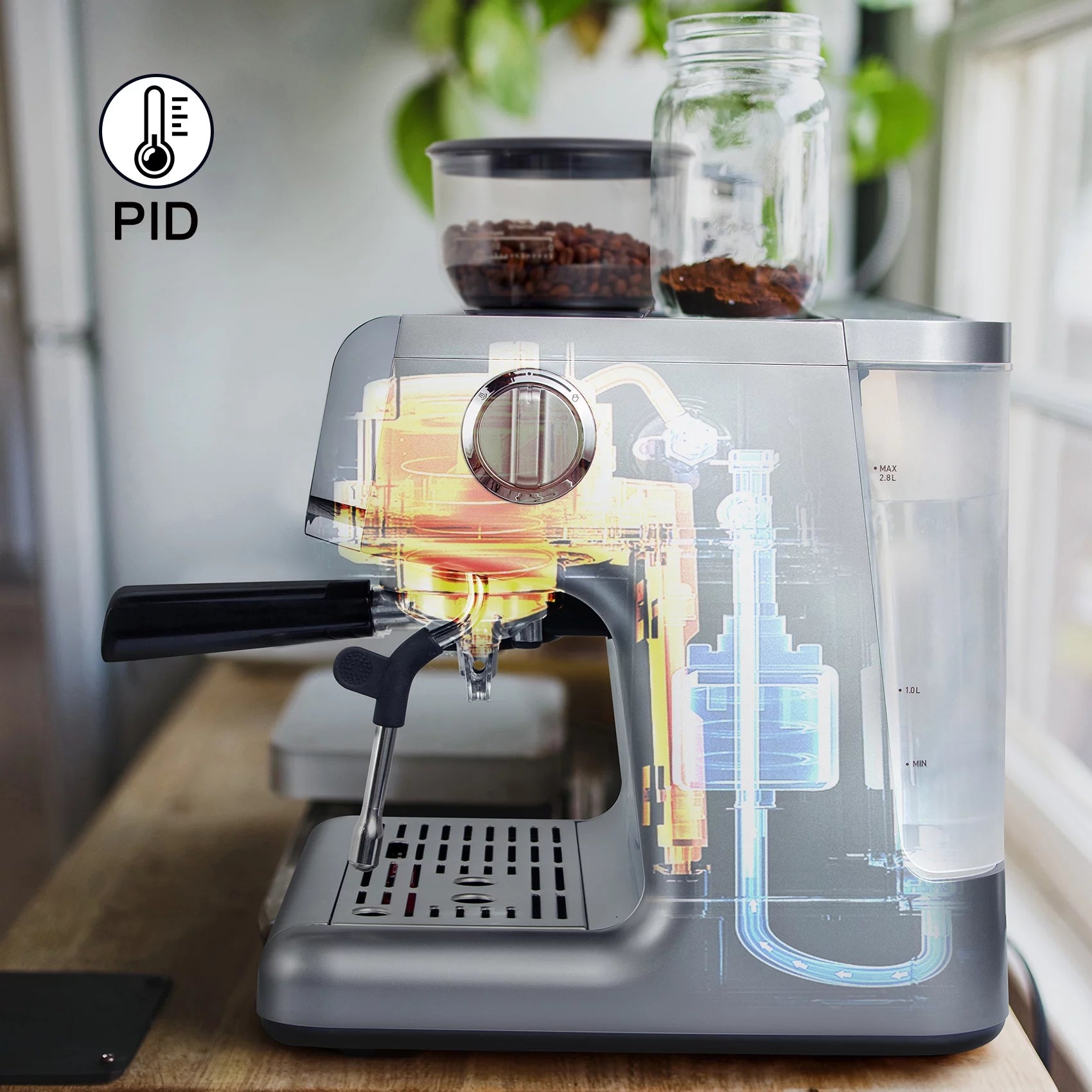 Semi-Automatic Espresso Machine - Silver - 2 Litre Water Tank M88197