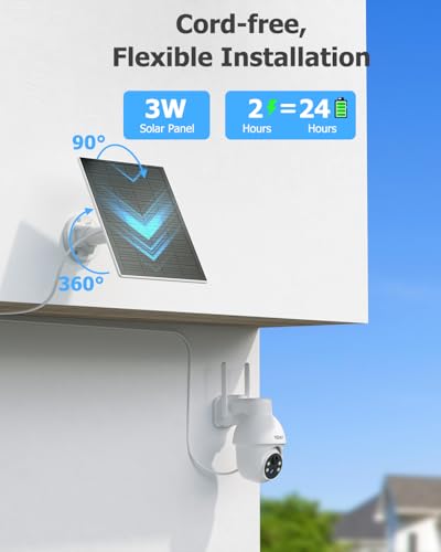 Wireless Outdoor Security Camera, 360° Pan Tilt, Color Night Vision J583888