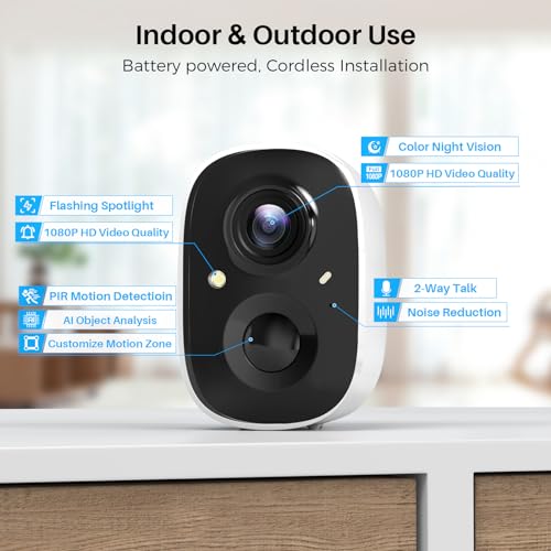 Wireless Outdoor Security Cameras with AI Motion Detection and 2K Color Night Vision A894906