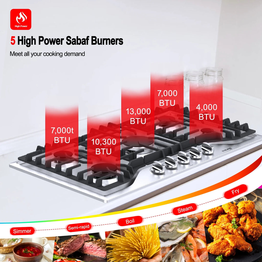 36 in. Convertible Gas Cooktop with 5 Burners V26696