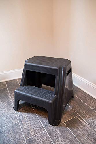 2-Step Molded Plastic Step Stool, Lightweight, Slip Resistant, Black W215