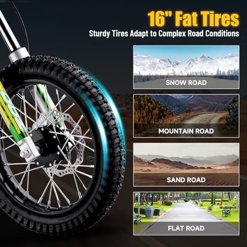 Electric Dirt Bike for Kids, 3 Speed Modes, 18 MPH, 15 Miles Range, Dual Suspension, Disc Brake, 16" Tire, Orange Q704649