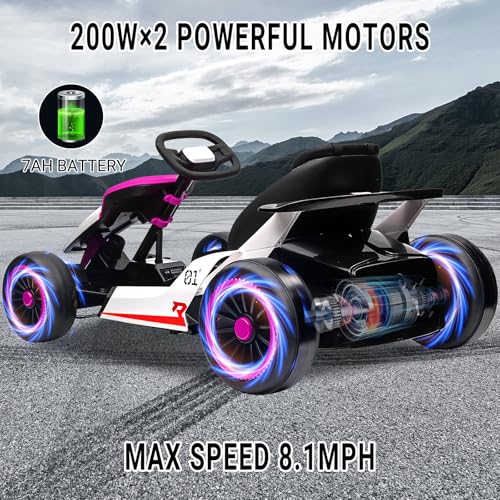 Electric Drift Kart for Kids, 2x200W Motor, 7AH Battery, Ages 6+ S301