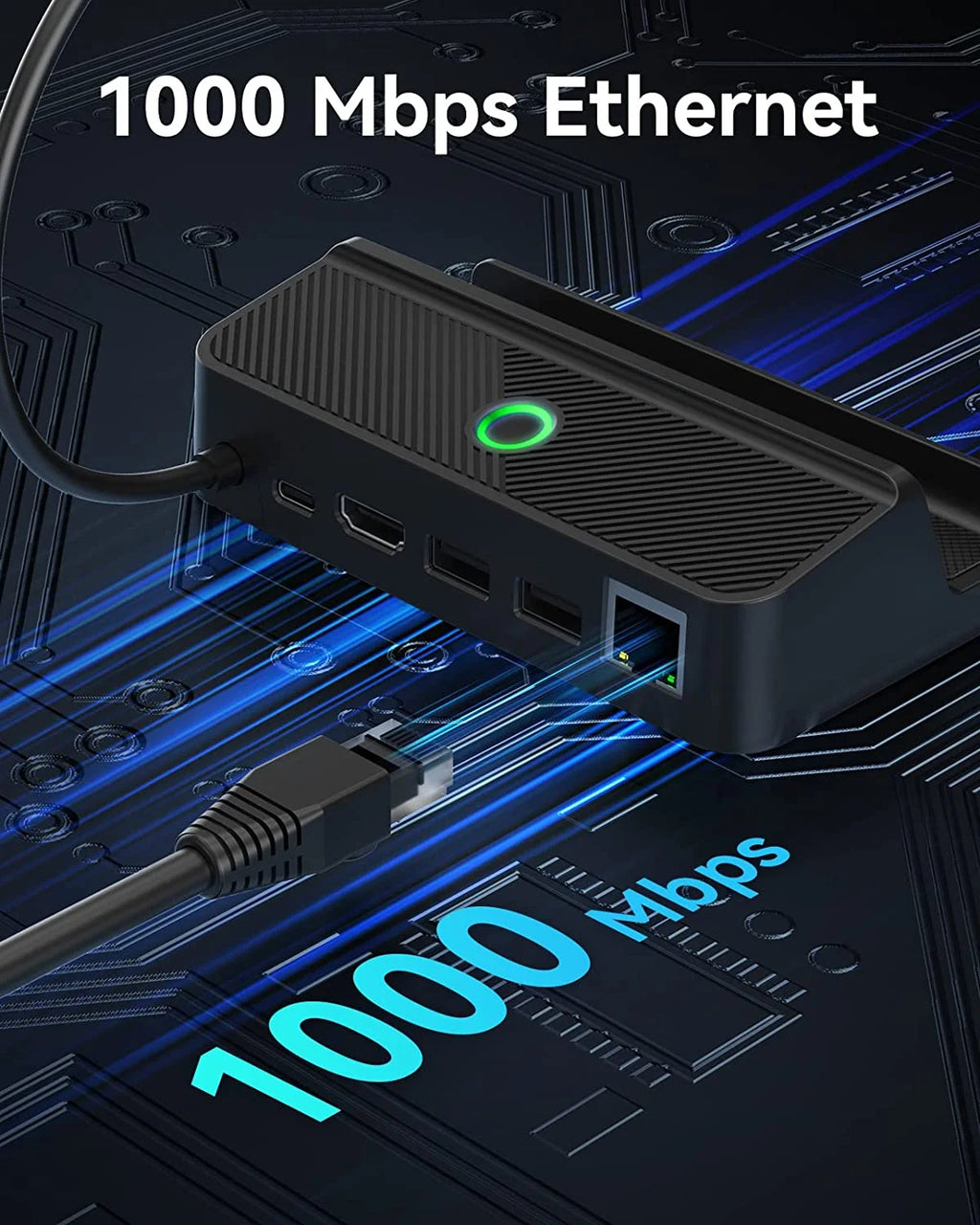 Steam Deck Dock with LED Light, 5-in-1, Gigabit Ethernet, HD 2.0, 2 USB-A, 100W Charging Port G93813