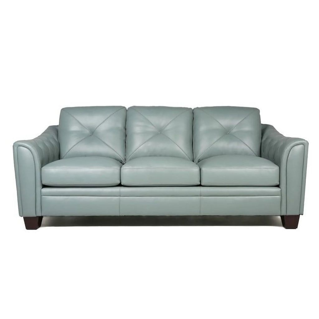 Spa Green Tufted Leather Sofa A958