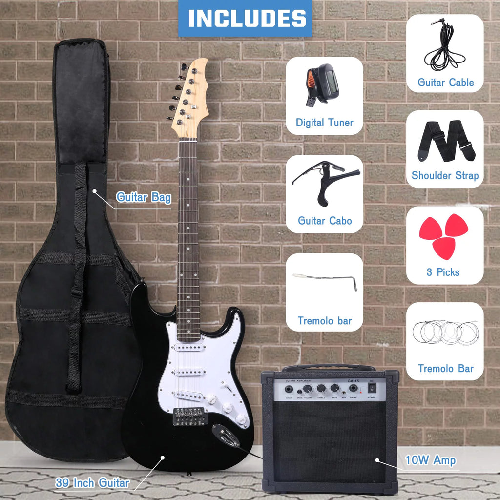 39 Inch Electric Guitar Starter Kit for Beginners with Amplifier and Accessories Q385045